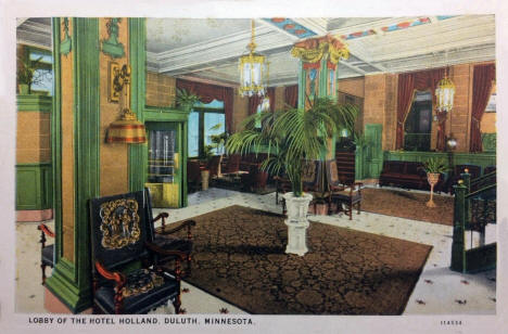 Lobby of the Hotel Holland, Duluth Minnesota, 1929