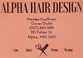 Alpha Hair Design, Alpha, Minnesota
