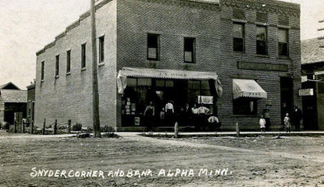 Snyder Corner and State Bank, Alpha, Minnesota, 1910s