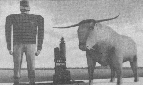 Paul Bunyan and Babe the Blue Ox built in 1936-37.