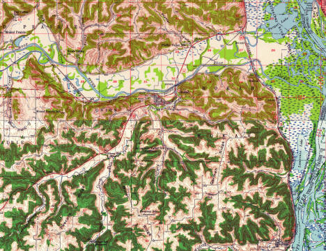 Topographical map, Hokah, Minnesota, 1958