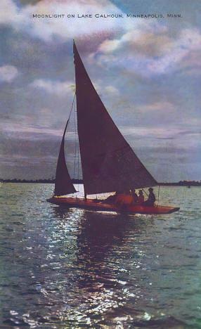 Moonlight on Lake Calhoun, Minneapolis, Minnesota, 1910s