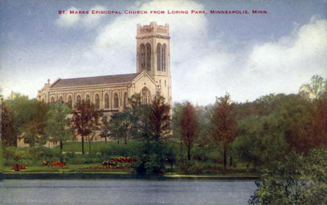 St. Marks Episcopal Church from Loring Park, Minneapolis Minnesota, 1910's