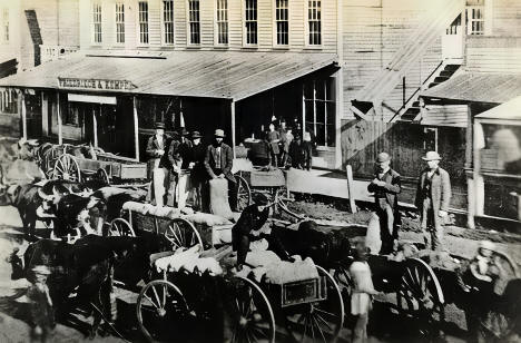 Grain buyers on Main Street, Red Wing, Minnesota, 1866