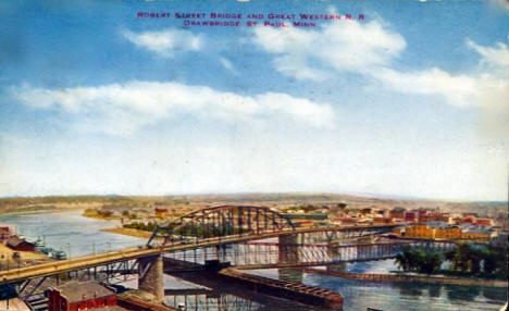 Robert Street Bridge and Great Western Railroad Draw Bridge, St. Paul Minnesota, 1912