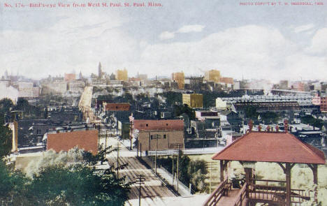 Birds eye view from West St. Paul of St. Paul, Minnesota, 1908