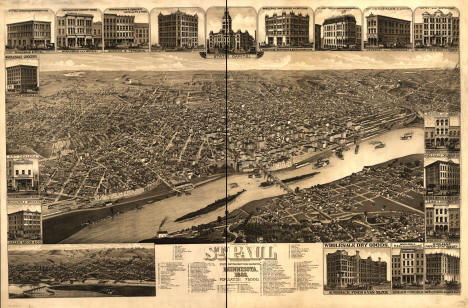 Birds eye view of St. Paul, Minnesota 1883