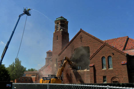 Demolition of St. Andrew's Catholic Church, 1051 Como Avenue, St. Paul, Minnesota, 2019