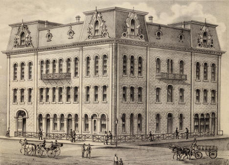 Brackett's Block, Second Street and First Avenue S, Minneapolis Minnesota, 1874