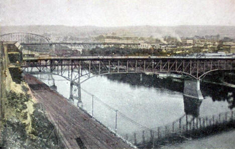 Mississippi River and Bridges, St. Paul Minnesota, 1910