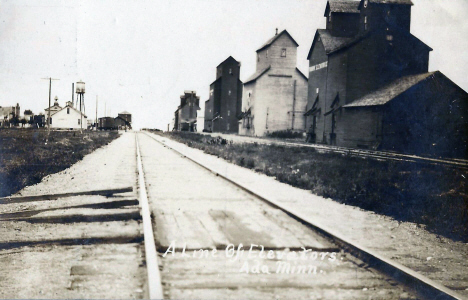 Elevators and Depot, Ada Minnesota, 1908