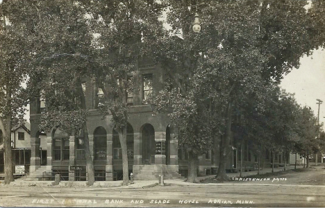 Slade Hotel and First National Bank, Adrian Minnesota, 1920's?