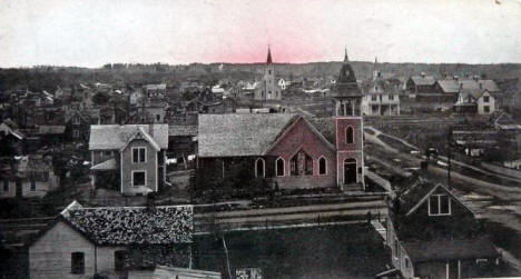 Birds eye view, Akeley Minnesota, 1910's?