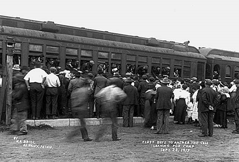 First boys to leave for camp, Albany Minnesota, 1917