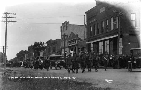 Funeral procession of Private William Schleicher, Albany Minnesota, 1918
