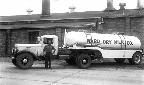 Ward Dry Milk Company, truck and tank, Albany Minnesota, 1940