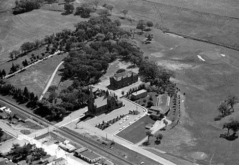 Aerial view, Church and surrounding area, Albany Minnesota, 1969