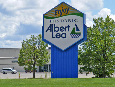 Welcome sign, Albert Lea Minnesota, 2010