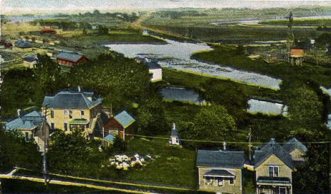 Birds eye view looking east from the Courthouse, Albert Lea Minnesota, 1910's