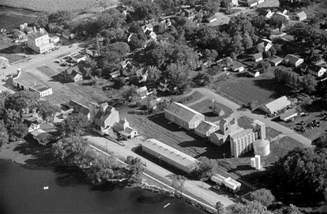 Aerial view, Elevator and surrounding area, Alden Minnesota, 1962