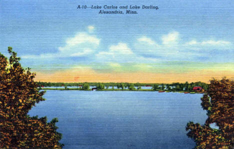 Lake Carlos and Lake Darling near Carlos Minnesota, 1946