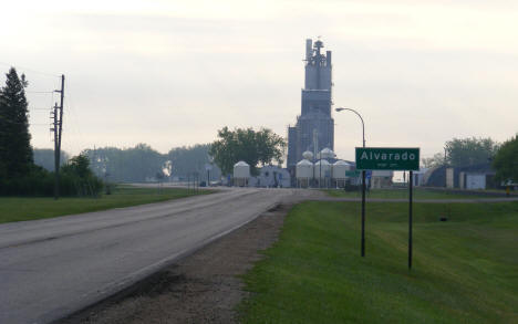 Entering Alvarado Minnesota, grain elevator in background, 2008