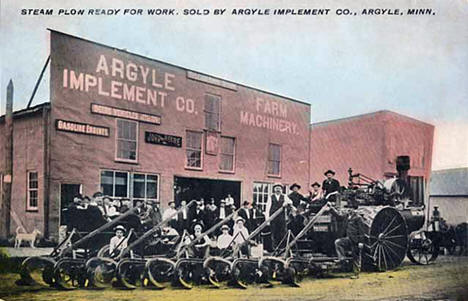 Steam plow, ready for work, sold at Argyle Minnesota, 1909