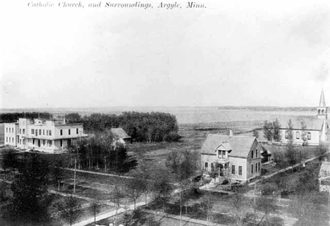 Catholic Church and surroundings, Argyle Minnesota, 1916