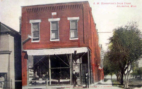AW Scharping's Drug Store, Arlington Minnesota, 1910