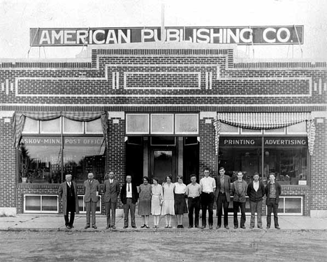 Staff of American Publishing Company, Askov Minnesota, 1926