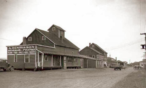 A. Henriksen's produce store and the Copperative Association, Askov, 1930