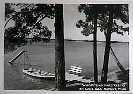 Whispering Pines Resort on Lake Ada, Backus Minnesota, 1950