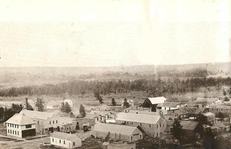 Birds eye view, east end of Bagley Minnesota, 1908