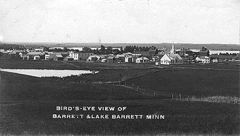 Bird's-eye view of Barrett and Lake Barrett, Barrett Minnesota, 1912