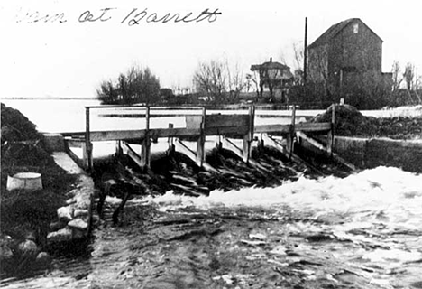 Barrett Mill and dam on Barrett Lake, Barrett Minnesota, 1935