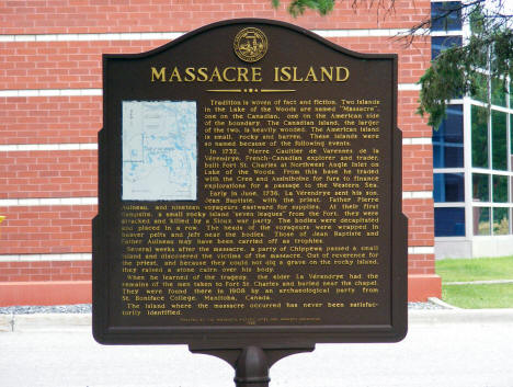 Massacre Island Historical Marker, Baudette Minnesota, 2009