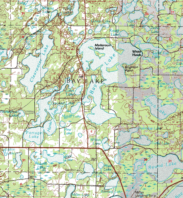 Topographic map of the Bay Lake Minnesota area