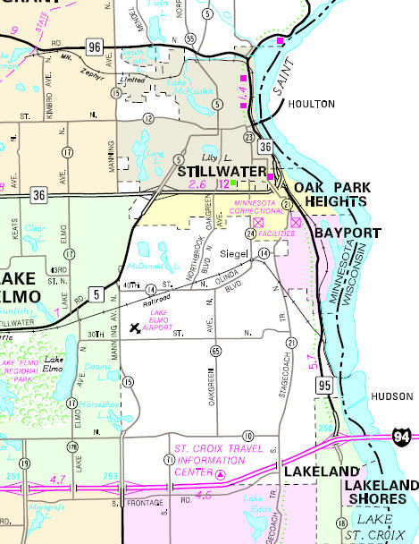 Minnesota State Highway Map of the Bayport Minnesota area