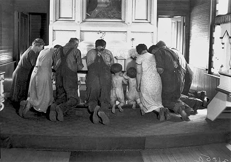 Farmers praying for rain, members of the Holden congregation of the Norwegian Lutheran Church, near Beardsley Minnesota, 1936