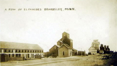 Row of Elevators, Beardsley Minnesota, 1910's?