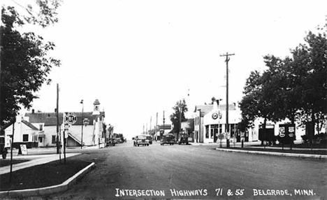 Intersection on Highways 71 and 55, Belgrade Minnesota, 1940