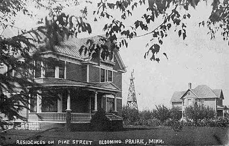 Residences on Pine Street, Blooming Prairie Minnesota, 1909