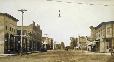 Main Street looking west, Blooming Prairie Minnesota, 1900's