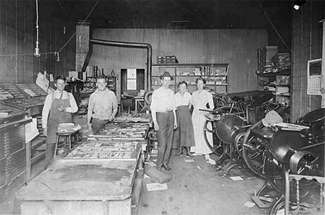 Office of the Newspaper, Itasca Iron News, Bovey Minnesota, 1915