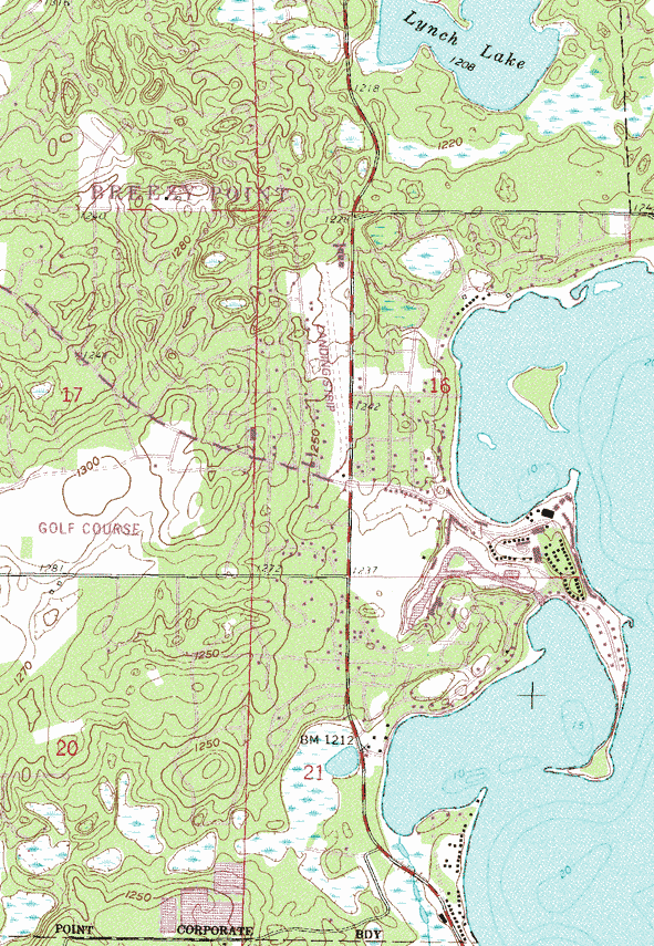 Topographic map of the Breezy Point Minnesota area