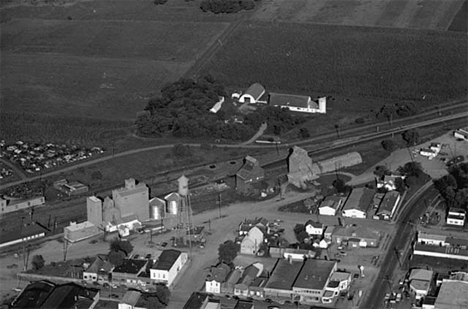 Aerial view, Elevator and surrounding area, Brooten Minnesota, 1972