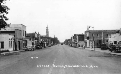 Street scene, Browerville Minnesota, 1940's