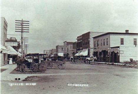 Street scene, Browerville Minnesota, 1900's