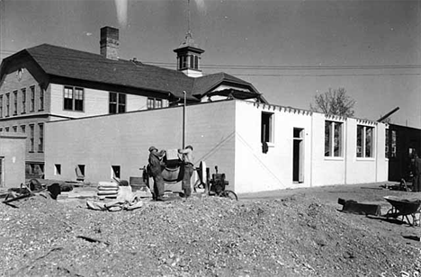 Construction of new school building, Browns Valley Minnesota, 1936