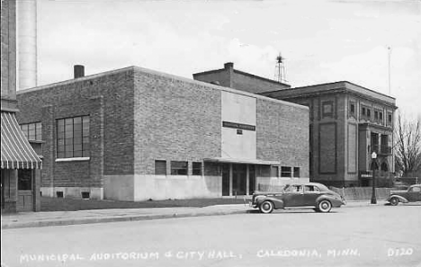 Municipal Auditorium and City Hall, Caledonia Minnesota, 1940's